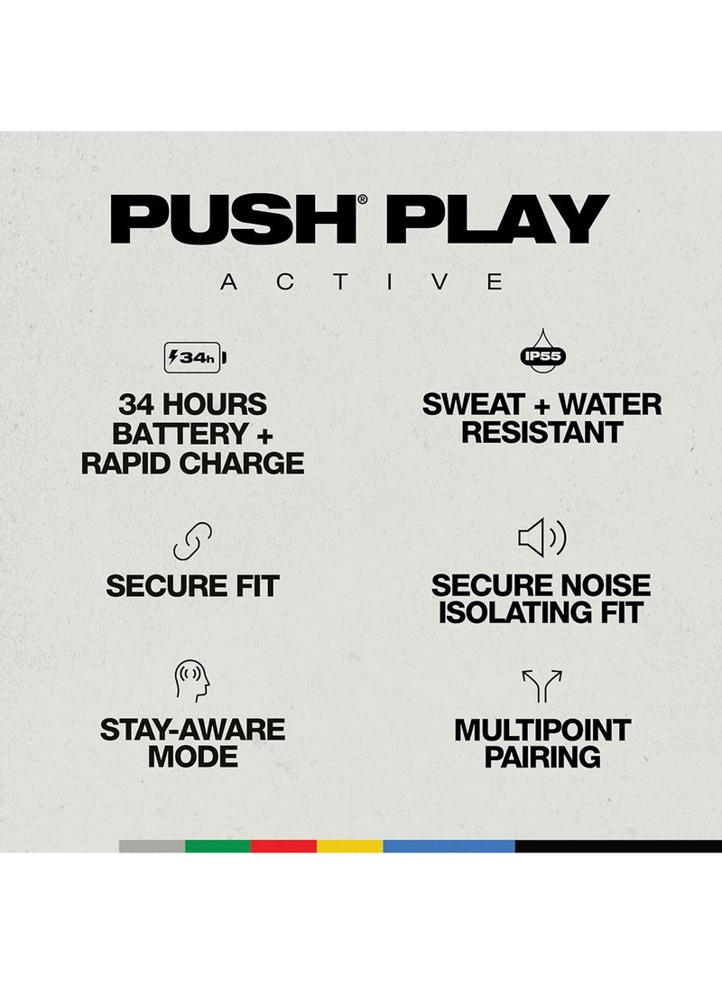 Skullcandy Push Play Active in-Ear Wireless Earbuds, 34 Hr Battery, Stay-Aware Mode, Microphone, Works With iPhone Android And Bluetooth Devices True Black/Orange - Image 4