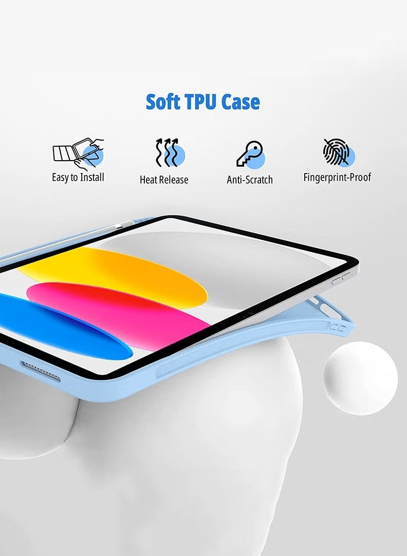 general Cat-Cot Smart Case for iPad Air 11-inch Case (M4 2026/2024) & iPad Air 10.9-inch Case (5th/4th Gen) | Slim Tri-fold Smart Cover with Pencil Holder & Auto Sleep/Wake, Flexible TPU Shockproof Protective Back - Sky Blue - Image 4