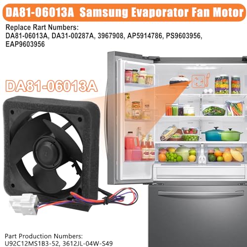 Tomato Man Upgraded DA81-06013A Refrigerator Evaporator Fan Motor Compatible with Samsung Refrigerator Fan Motor DA31-00287A Fridge Evaporator Fan Motor No Noise RF28HMEDBSR, RF263BEAESR, RF28HDEDBSR - Image 4