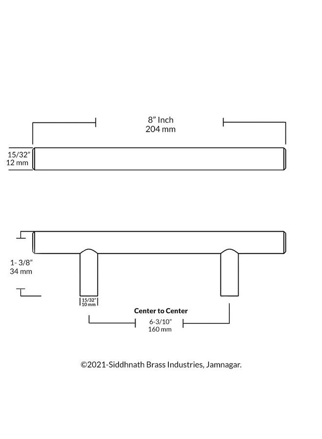أتلانتيك مقبض سحب خزانة Atlantic بلمسة نهائية غير لامعة، الطول الإجمالي 8 بوصات، فتحة إلى فتحة 160 مم، عبوة من 12 قطعة، فضي - Image 4