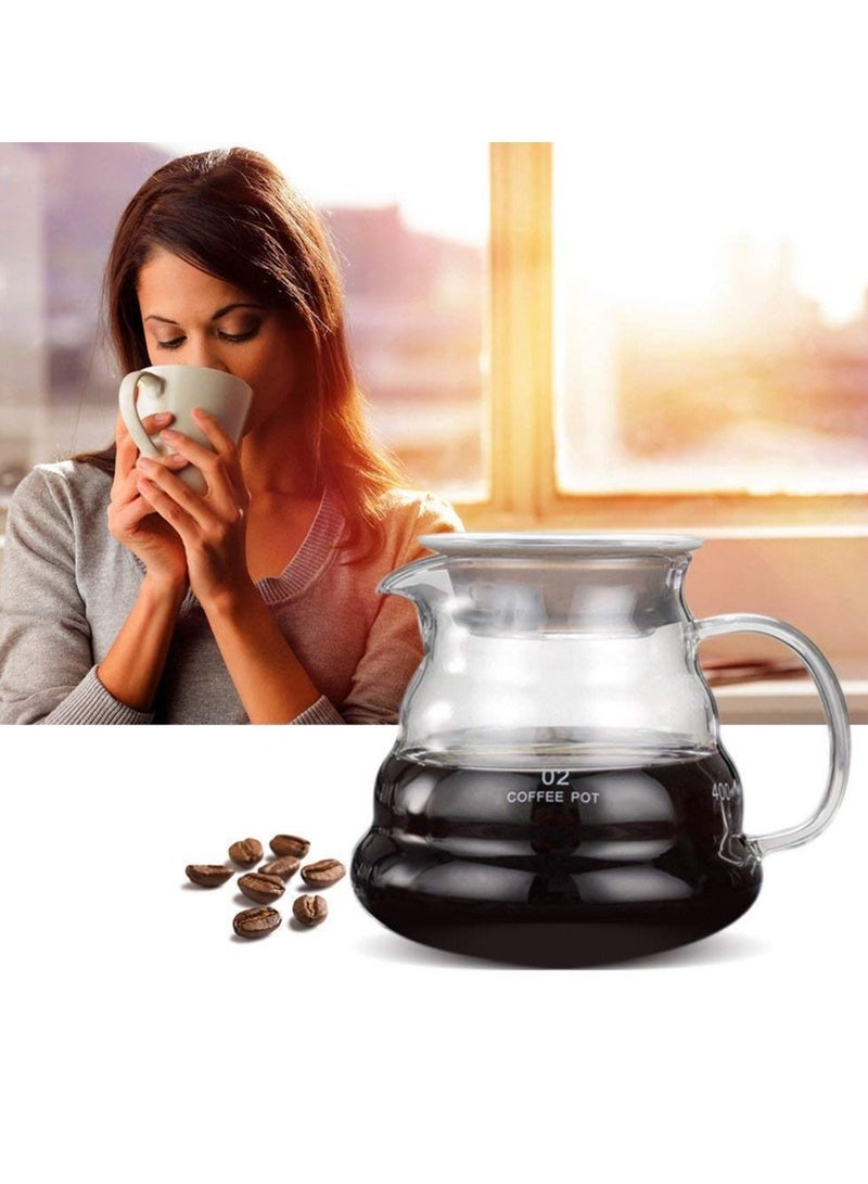 Excefore غلاية قهوة زجاجية، زجاج مقاوم للحرارة مع كثافة، إبريق قهوة يدوي زجاجي، كوب فلتر للتصفية، إبريق قهوة منزلي، إبريق قهوة (400 مل) - Image 4