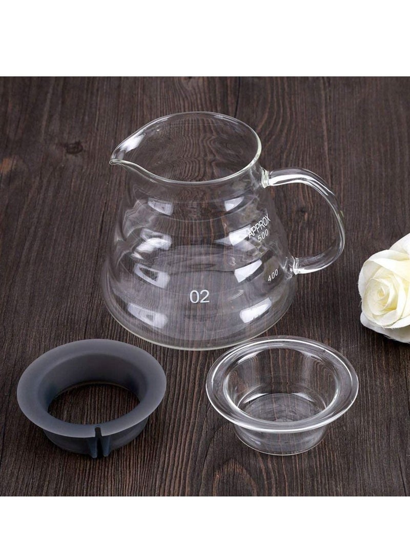 Excefore غلاية قهوة زجاجية، زجاج مقاوم للحرارة مع كثافة، إبريق قهوة يدوي زجاجي، كوب فلتر للتصفية، إبريق قهوة منزلي، إبريق قهوة (400 مل) - Image 5