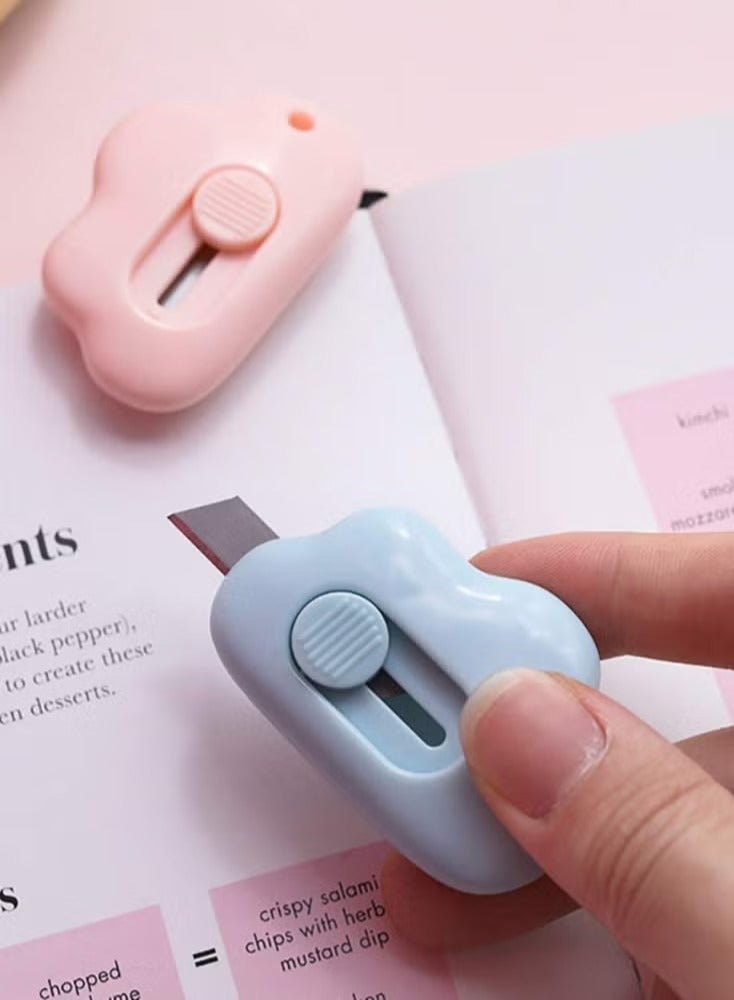 6 Pieces Mini Color Cloud Shaped Utility Knives Retractable Cute Mini Utility knife, Cartoon Cute Box Opener, Mini Slides Open for Letter Opening Paper Cutting DIY Crafts (Cloud) - Image 2
