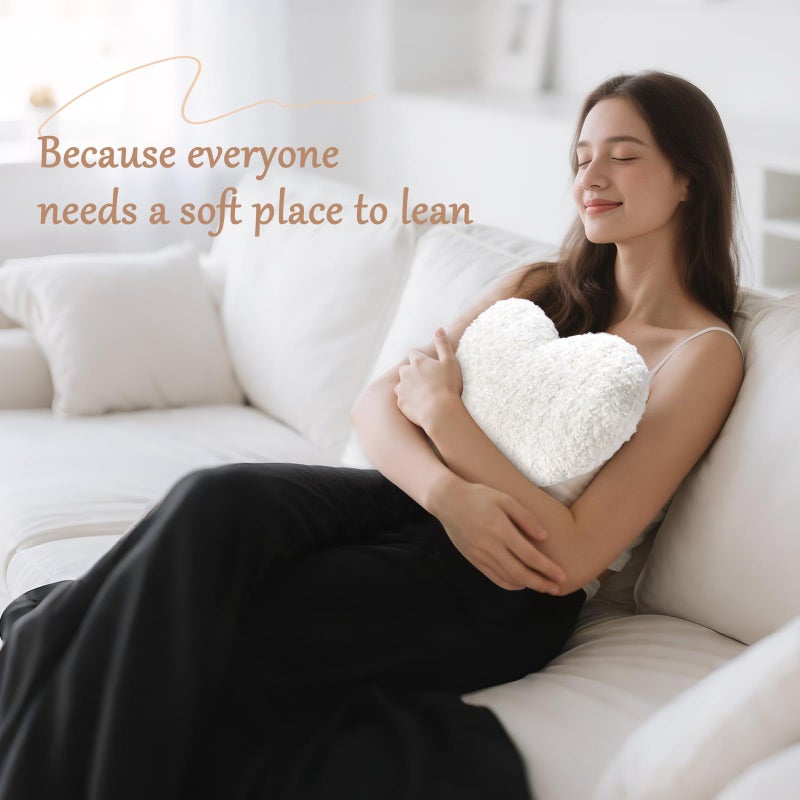 IREMATE Heart Pillow White Throw Pillows, Soft and Fluffy Decorative Pillows for Bed Couch Chair, Cute Heart Shaped Room Decor for Valentine Anniversary Birthday Halloween Christmas (Small, 13"x10") - Image 3