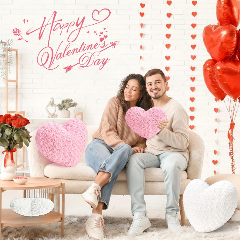 IREMATE Heart Pillow White Throw Pillows, Soft and Fluffy Decorative Pillows for Bed Couch Chair, Cute Heart Shaped Room Decor for Valentine Anniversary Birthday Halloween Christmas (Small, 13"x10") - Image 2