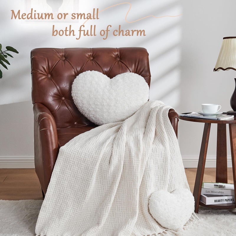 IREMATE Heart Pillow White Throw Pillows, Soft and Fluffy Decorative Pillows for Bed Couch Chair, Cute Heart Shaped Room Decor for Valentine Anniversary Birthday Halloween Christmas (Small, 13"x10") - Image 5