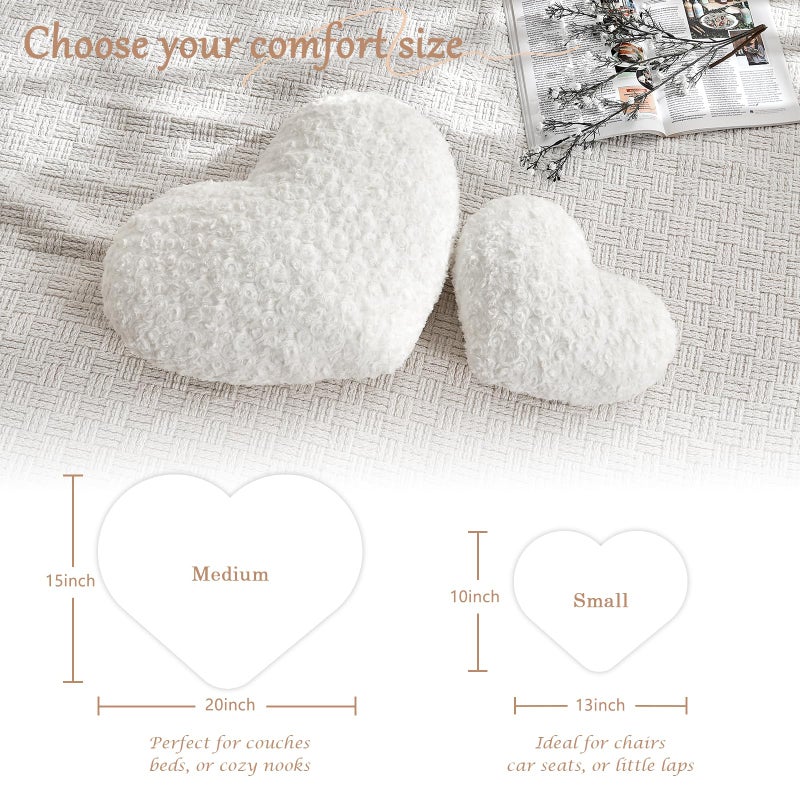 IREMATE Heart Pillow White Throw Pillows, Soft and Fluffy Decorative Pillows for Bed Couch Chair, Cute Heart Shaped Room Decor for Valentine Anniversary Birthday Halloween Christmas (Small, 13"x10") - Image 4