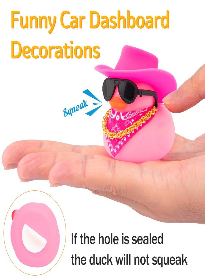 wonuu Car Dashboard Colorful Rubber Ducks Decorations, Rubber Ducky for Car Ornament Cute Duck with Cowboy Hat, Glasses, Necklace, Scarf, Blue - Image 5
