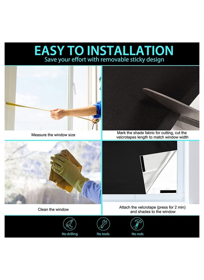 الروهيت - ستائر تعتيم محمولة بشريط لاصق ذاتي، ستائر تعتيم DIY لغرفة النوم وغرفة المعيشة والحمام والعليّة، 100*145 سم - Image 1