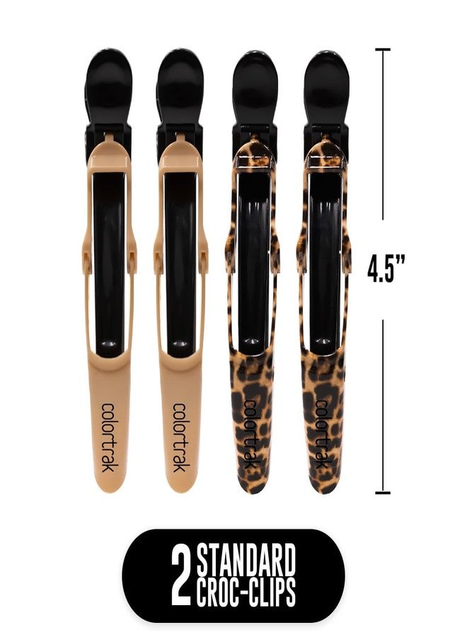 Colortrak Professional Leopard Print Hair Coloring Kit (12 Pieces), Color Like a Pro with 4 Extended Length Carbon Fiber Combs, 4 Feather Bristle Brushes, 4 Rubberized Croc Clips - Image 4