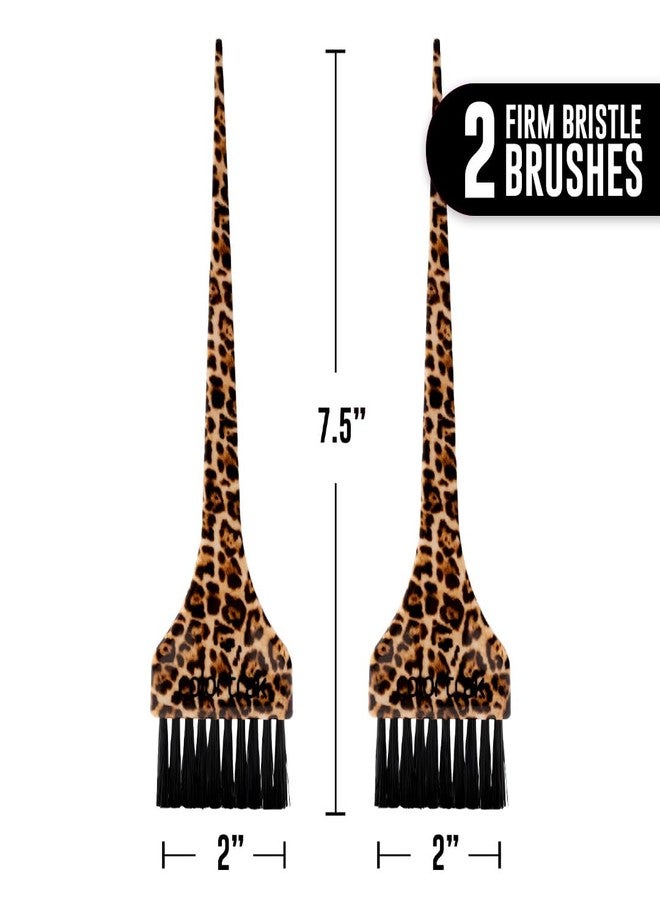 Colortrak Professional Leopard Print Hair Coloring Kit (12 Pieces), Color Like a Pro with 4 Extended Length Carbon Fiber Combs, 4 Feather Bristle Brushes, 4 Rubberized Croc Clips - Image 3