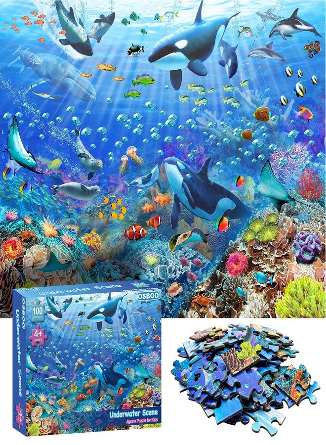 OSBOO Puzzles for Kids Ages 4-8 6-8 8-10 Year Old - Underwater Scene - 100 Pieces Jigsaw Puzzle for Kids Learning Educational Puzzles for Boys Girls (with Sturdy Box) - Image 1