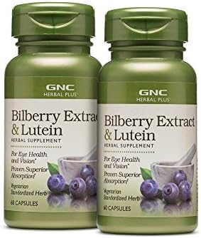 GNC Herbal Plus Bilberry Extract and Lutein  Supports Eye and Vision Health  Twin Pack 2 x 60 Count - Image 1