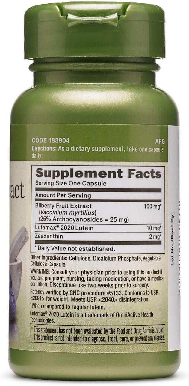 GNC Herbal Plus Bilberry Extract and Lutein  Supports Eye and Vision Health  Twin Pack 2 x 60 Count - Image 2