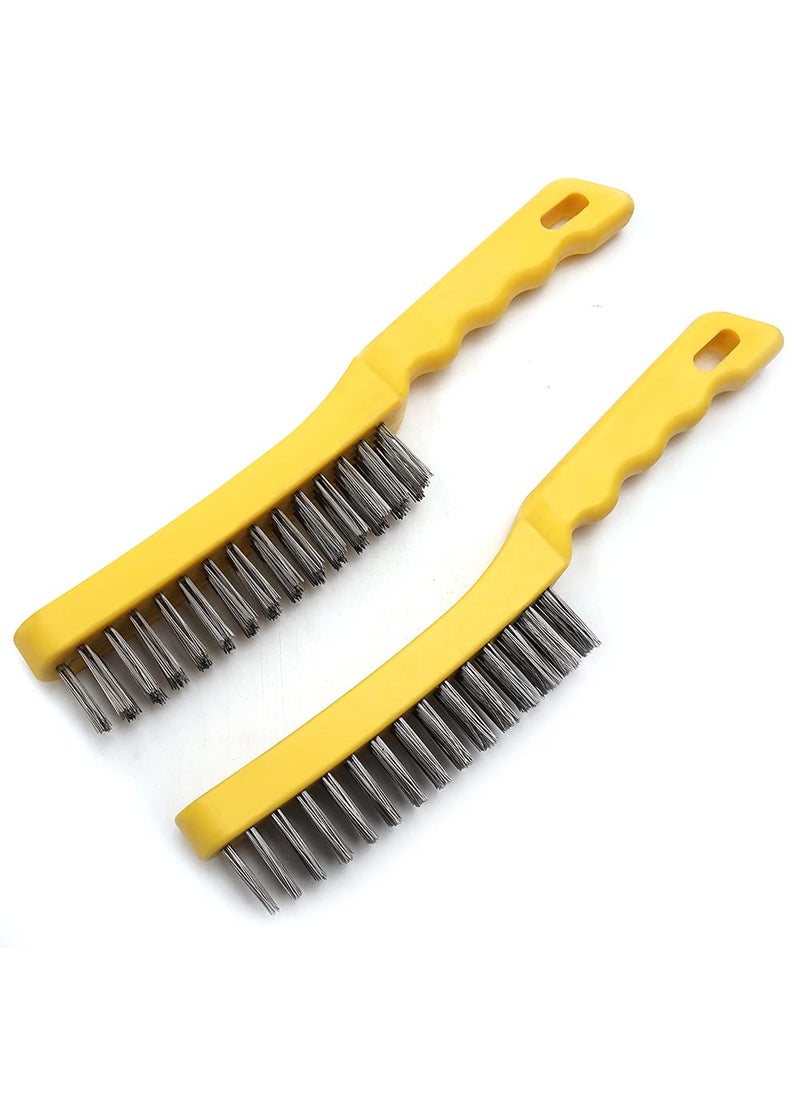 MAXMAN Wire Scratch Brush 2 Set, Heavy Duty Stainless Steel 11 Inch with Plastic Handle Descaling Welding Dust Bending Hand Tool, Teel Brush Rust Remover for Metal by MAXMAN  - Image 1