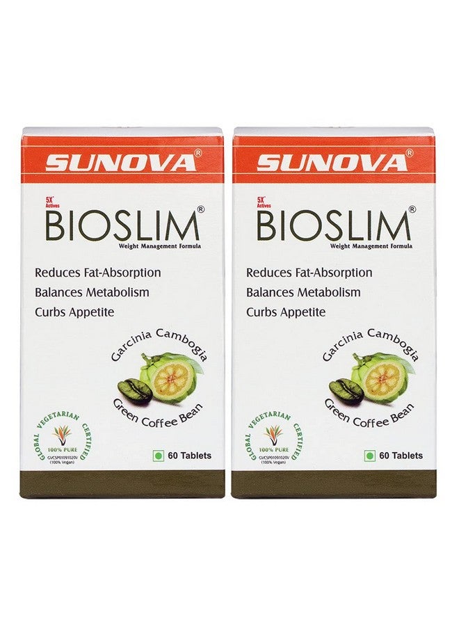 sunova Bioslim Fat Metabolism Capsules, Weight Management Formula Made Of Garcinia Cambogia And Green Coffee Bean Extracts, Regulates Fat-Absorption And Balances Metabolism, 120 Tablets, Pack Of 2 - Image 1