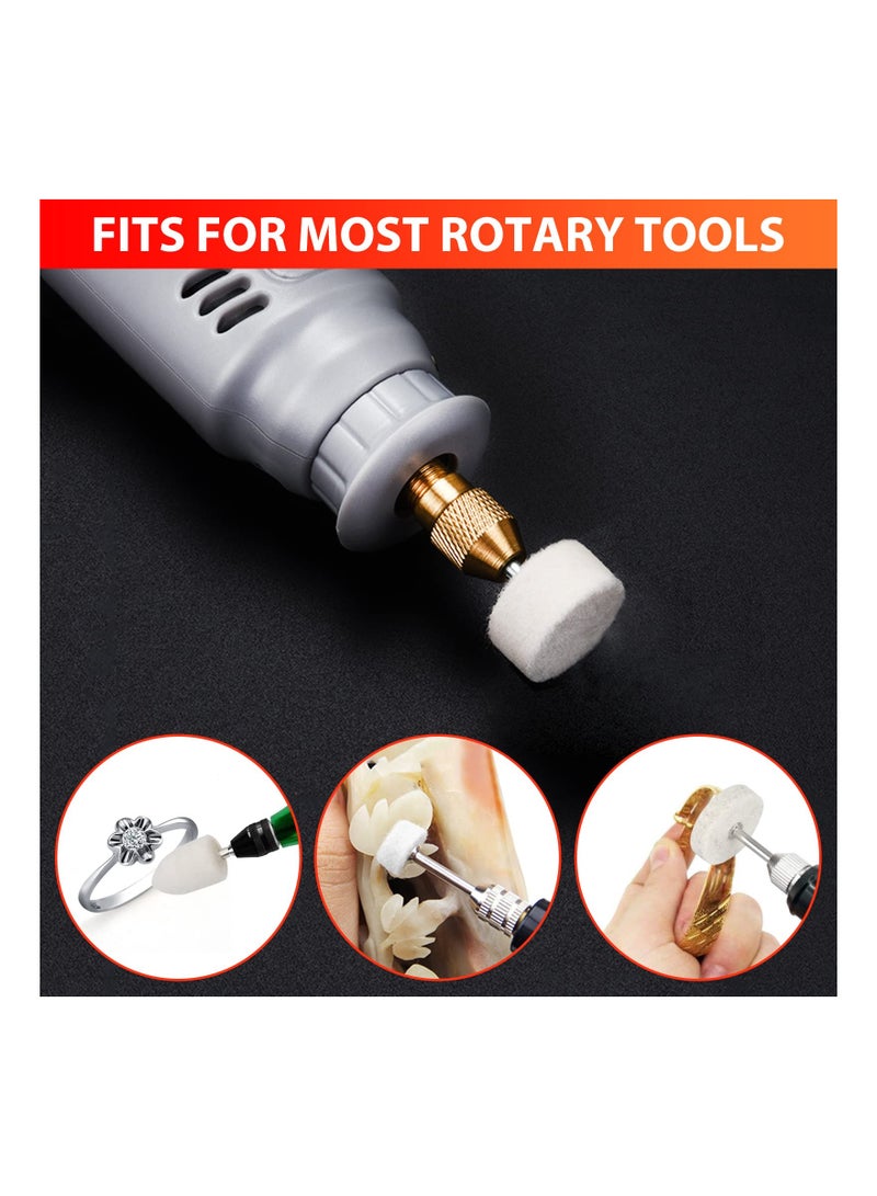 SYOSI 110PCS Wool Felt Polishing Pads, Buffing Grinding Wheel Rotary Tool Set with 1/8 Inch Shank  Replacement Polishing Wheels, Point  Mandrel Kit for Drill Plastic Glass Metal Jewelry 9/ 12/ 25mm - Image 5