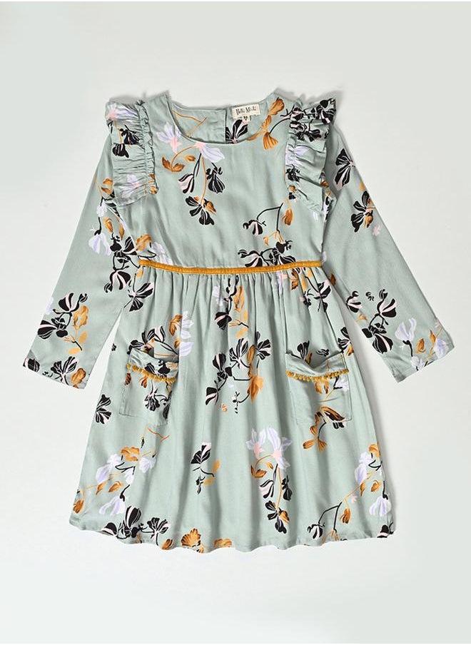 BELLA MODA All-Over Print Ruffle Sleeves Dress by Styli  - Image 4