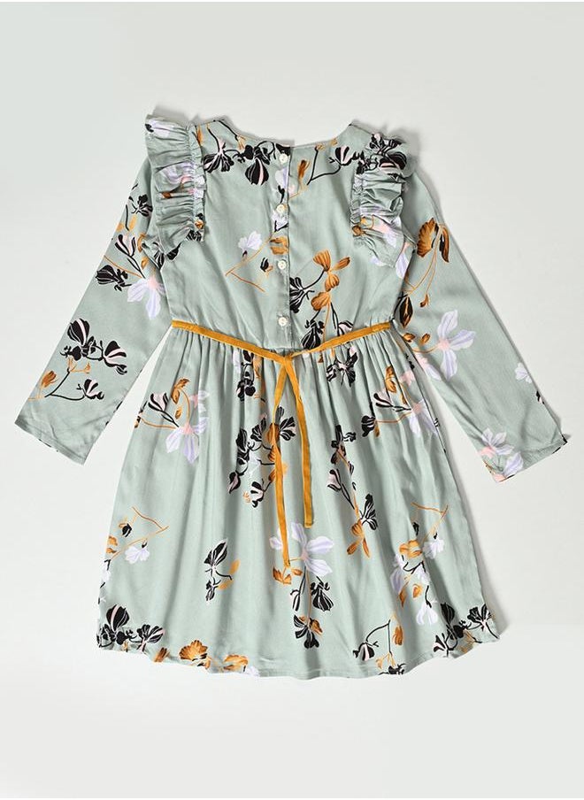 BELLA MODA All-Over Print Ruffle Sleeves Dress by Styli  - Image 1