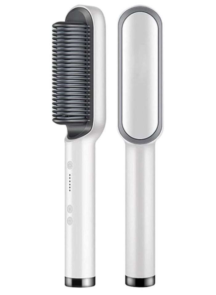 DubaiGallery New Negative Ion Hair Straightener Styling Comb With 5 Temp, 2 In 1 Hair Straightener Brush And Curler, Portable Electric Straightening Comb Heated Hair Brush 10s Fast Heating Anti-Scald - Image 1