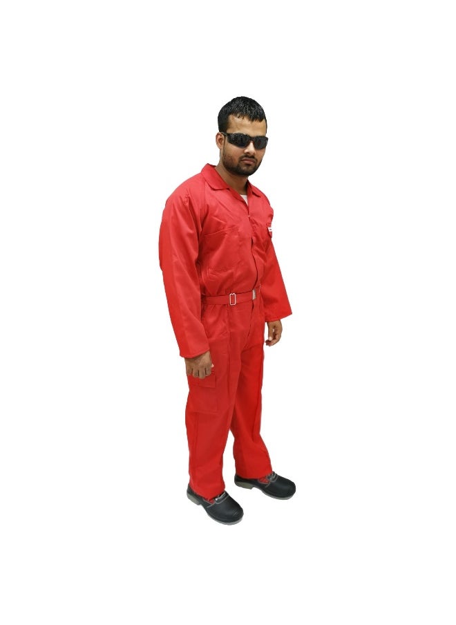 TAHA - Safety Protective Workwear Coverall - Twill Fabric, Full-Body Industrial Suit, Breathable Fabric for Construction & Hazardous Environments, Red, Size-3XL - Image 1