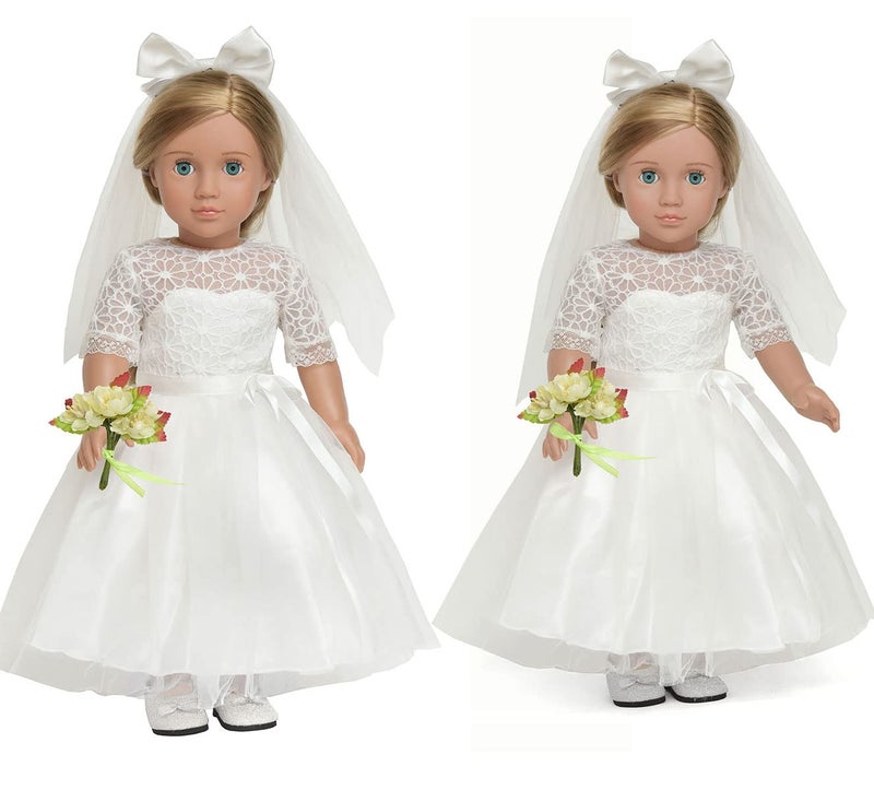 sweet dolly Doll Clothes Accesories First Communion Wedding Dress and Suit Set for American 18 inch Doll Boy and Girl - Image 3