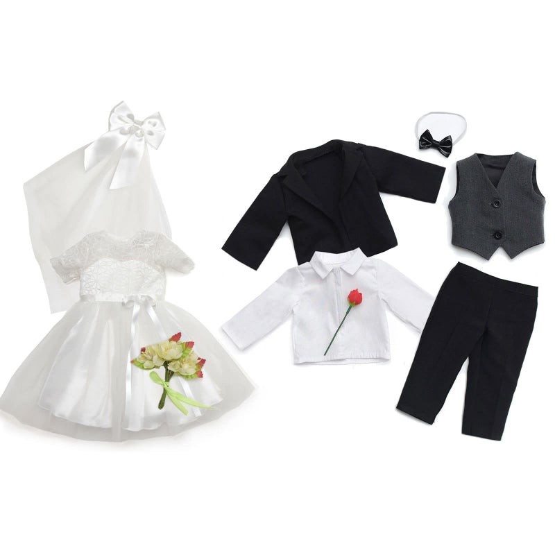 sweet dolly Doll Clothes Accesories First Communion Wedding Dress and Suit Set for American 18 inch Doll Boy and Girl - Image 4