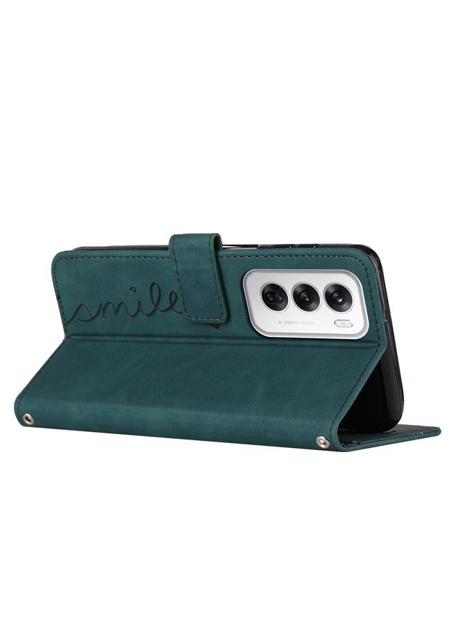 اس-توب جراب هاتف OPPO Reno12 5G Global Skin Feel Heart Leather منقوش بحزام طويل - Image 3