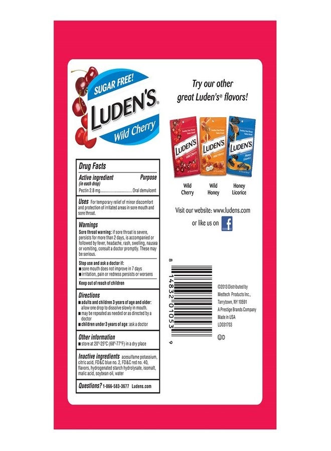 Luden's Throat Drops, Sugar Free Wild Cherry, 25 Count - Image 2