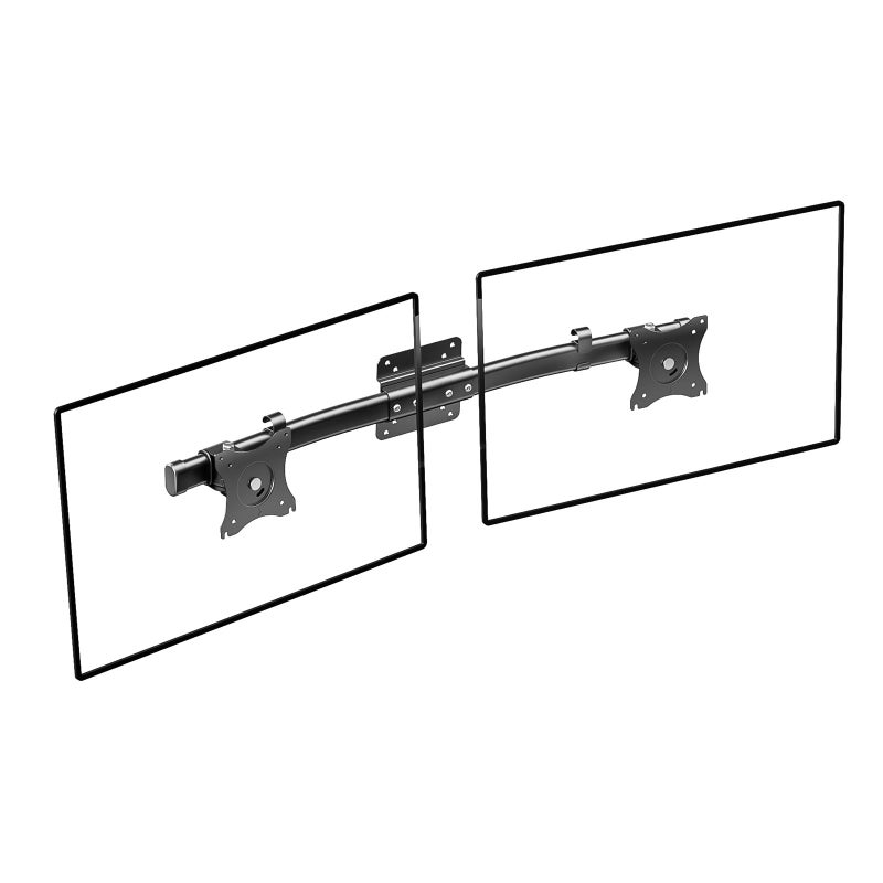 WALI Dual Monitor Wall Mount, Single to Double VESA Bracket Adapter, Horizontal Assembly Arm for 2 Screen up to 27 inch (012ARM), Black - Image 1