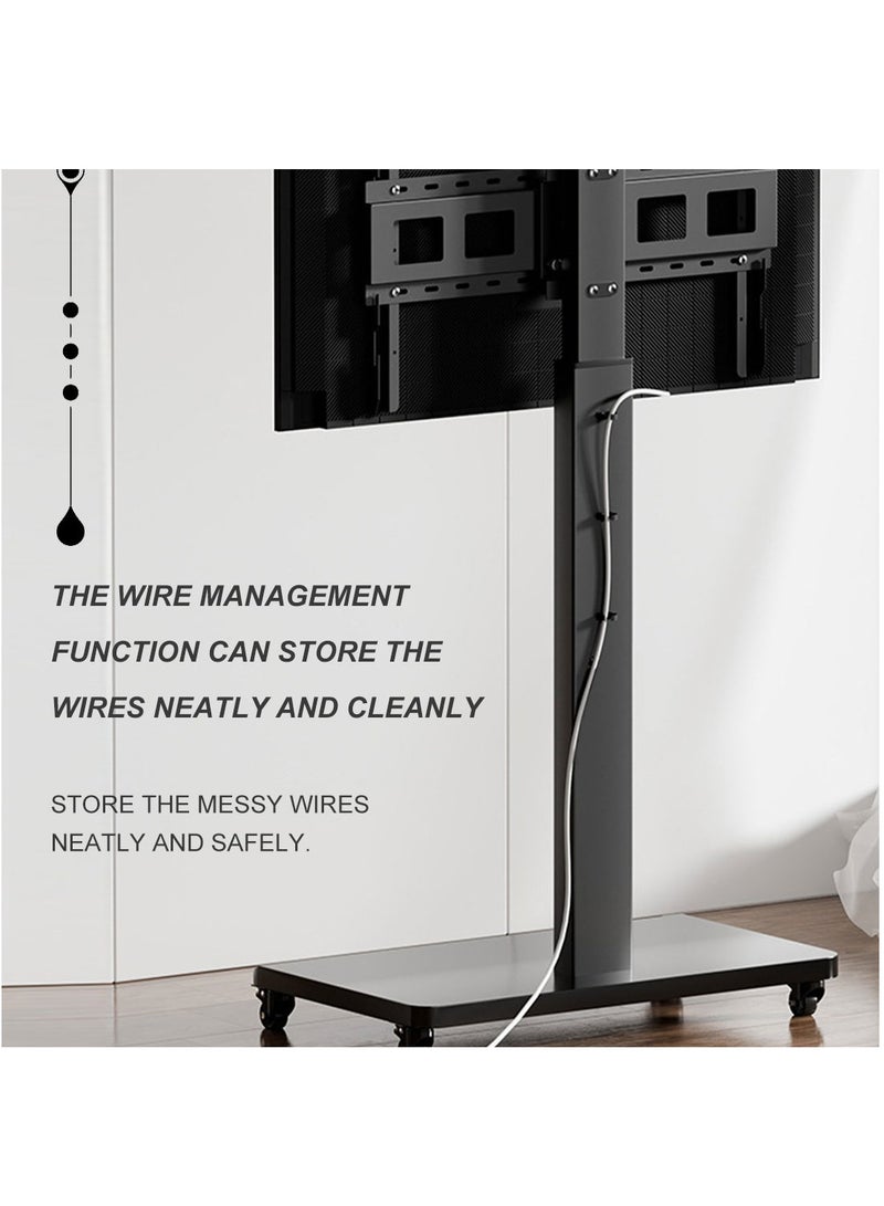 فلاشهوك حامل تلفزيون متنقل لتلفزيون منحني مسطح مقاس 32-65 بوصة مع عمودي إلى أفقي، حامل تلفزيون محمول قابل لضبط الارتفاع مع عجلات للمنزل/المكتب/الخارج/المركز التجاري - Image 5