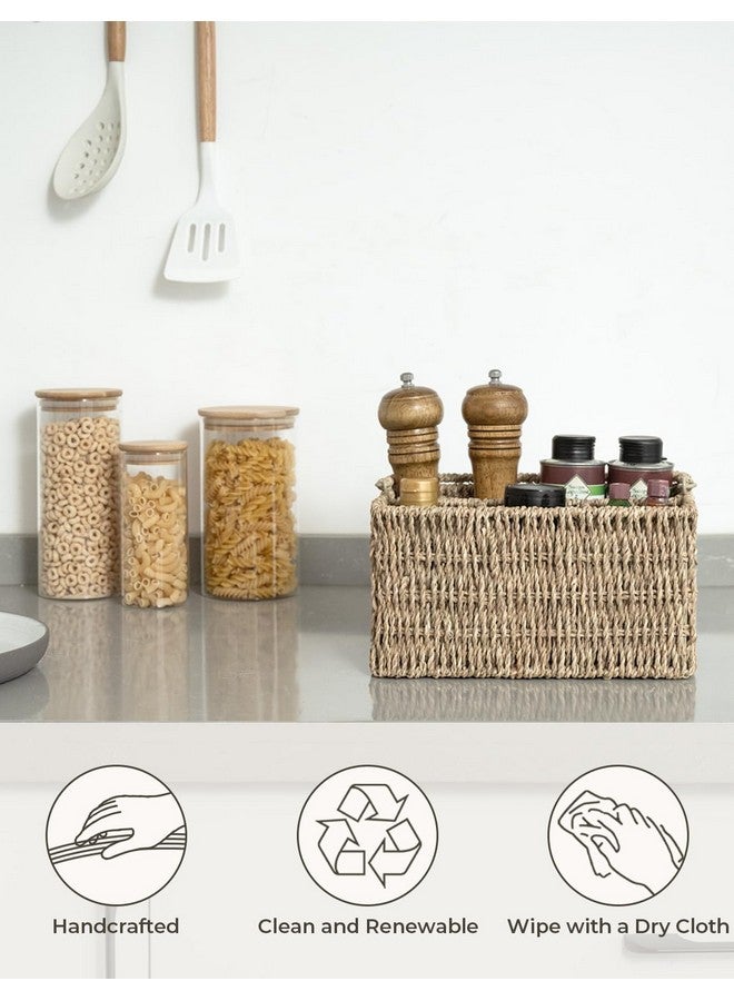 StorageWorks Wicker Flatware Organizer, Hand Woven Seagrass Cutlery Holder for Countertop with Handle, 1 Pack - Image 4