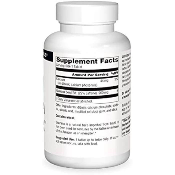 Source Naturals Guarana Energizer 900 mg Caffiene and Energy - 200 Tablets - Image 3