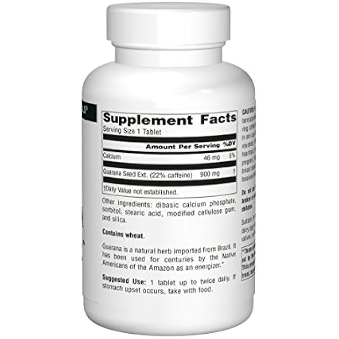 Source Naturals Guarana Energizer 900 mg Caffiene and Energy - 200 Tablets - Image 4