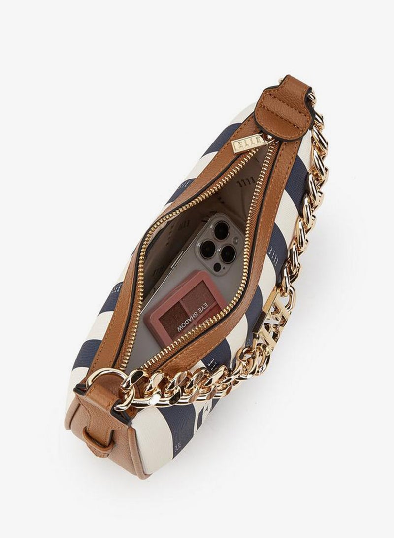 ELLE Safiano Striped Crossbody Bag With Chain Accent - Image 4
