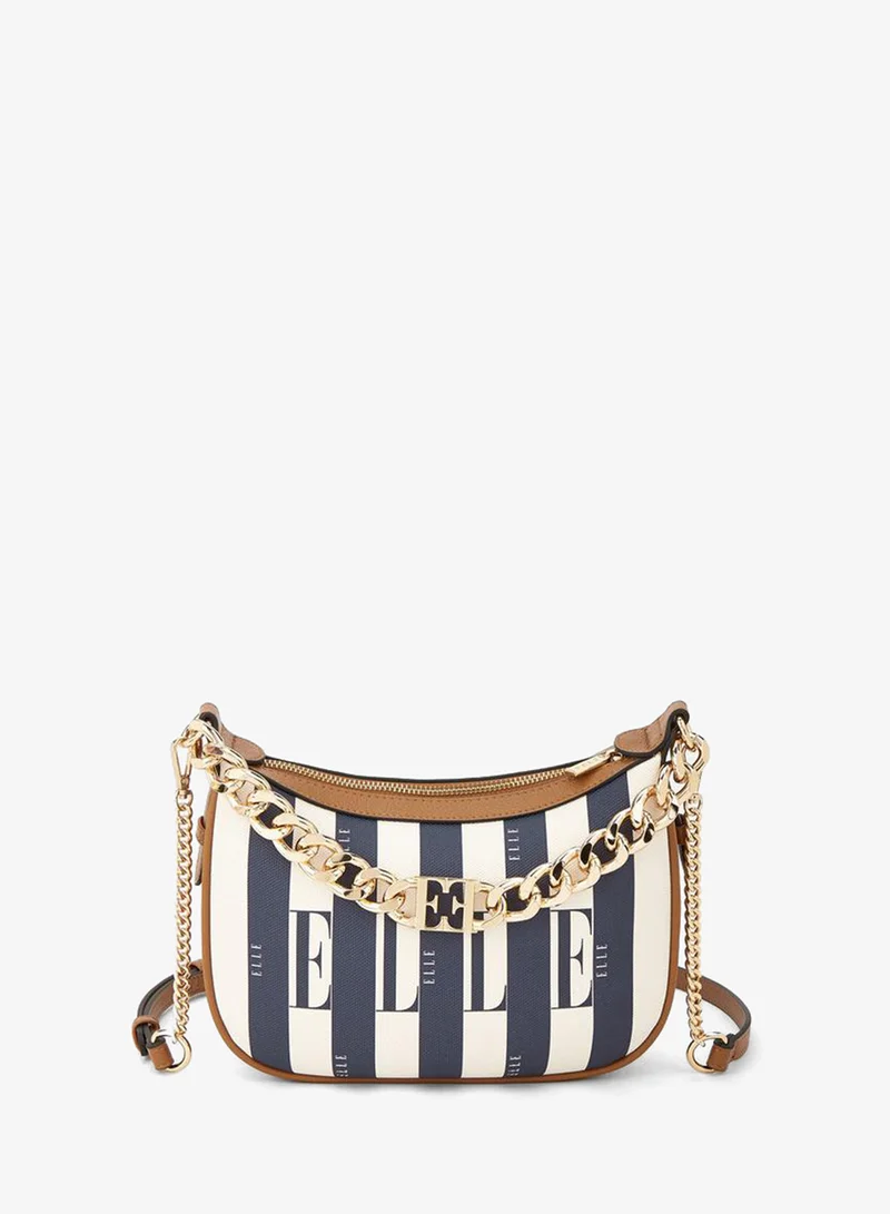 ايل Safiano Striped Crossbody Bag With Chain Accent