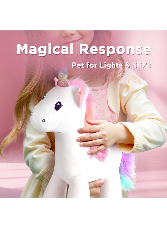 iPlay, iLearn Plush Magic Unicorn Toy W/Remote Control Fairy Magical Wand, Girl Music Unicorn Stuffed Animal W/LED Light Sound, Interactive Birthday Gift 18 24 Month Baby Toddler 2 3 4 5 6 7 Year Kid - Image 3