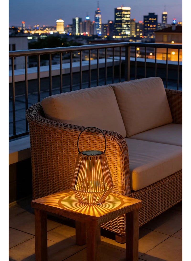 Solar LED Motion Sensor Lantern, Waterproof Wicker Outdoor Hanging Light, Rechargeable Zero Electricity Decorative Lamp for Garden, Balcony & Majlis - Image 2