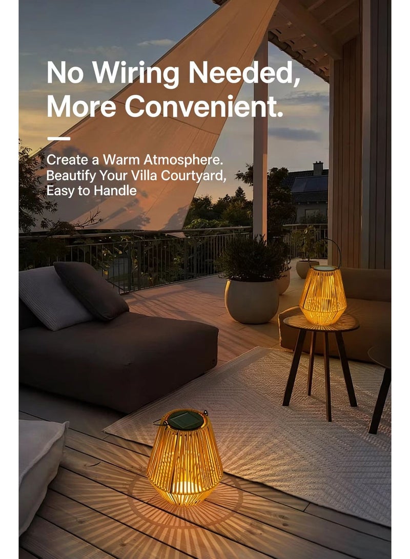 Solar LED Motion Sensor Lantern, Waterproof Wicker Outdoor Hanging Light, Rechargeable Zero Electricity Decorative Lamp for Garden, Balcony & Majlis - Image 4