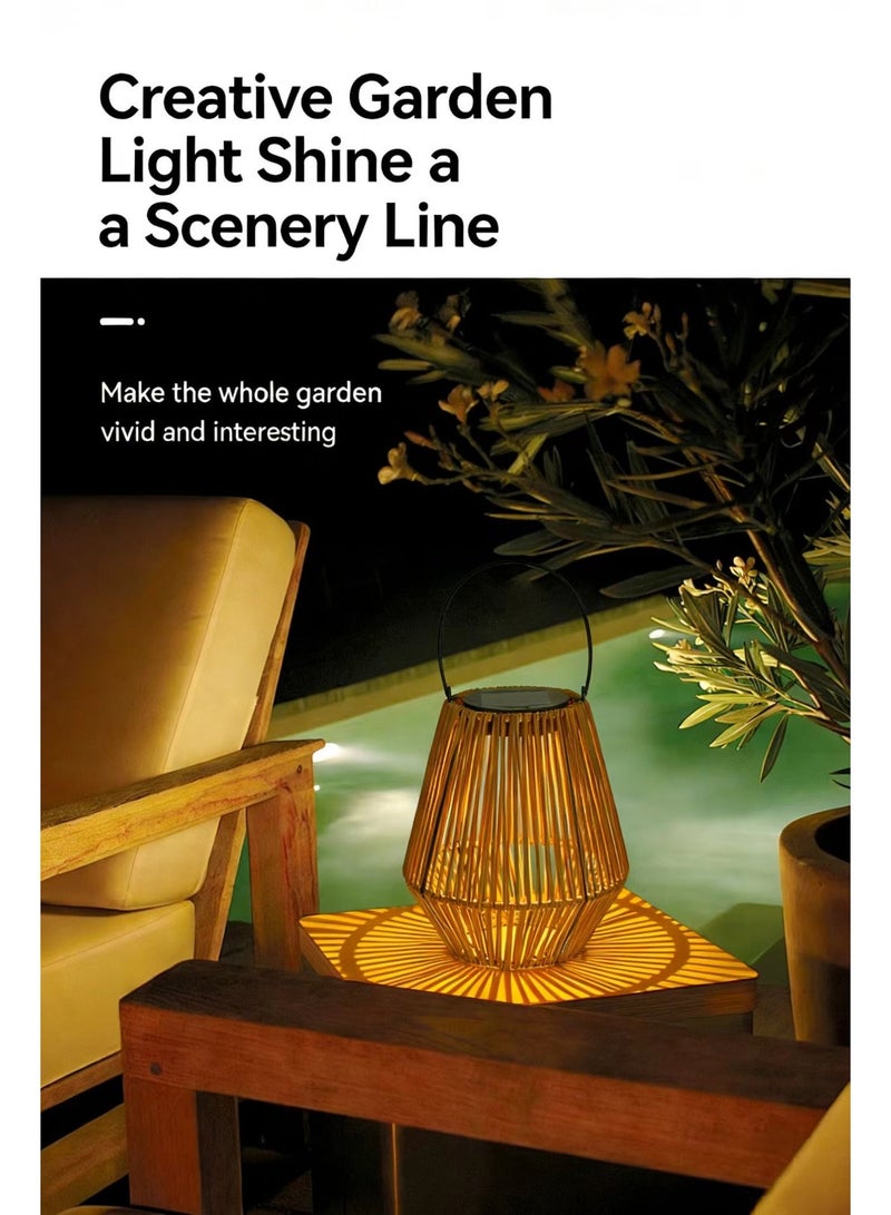 Solar LED Motion Sensor Lantern, Waterproof Wicker Outdoor Hanging Light, Rechargeable Zero Electricity Decorative Lamp for Garden, Balcony & Majlis - Image 1