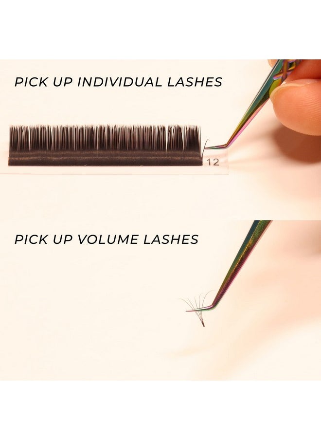 LLBA - Lash Tweezer Professional Volume False Lash Application Tool Multi Shapes & Purposes Tweezers Nonslip Grip Tweezers For Volume Isolation & Classic Lashes (Galaxy All The Fluff Volume) - Image 1