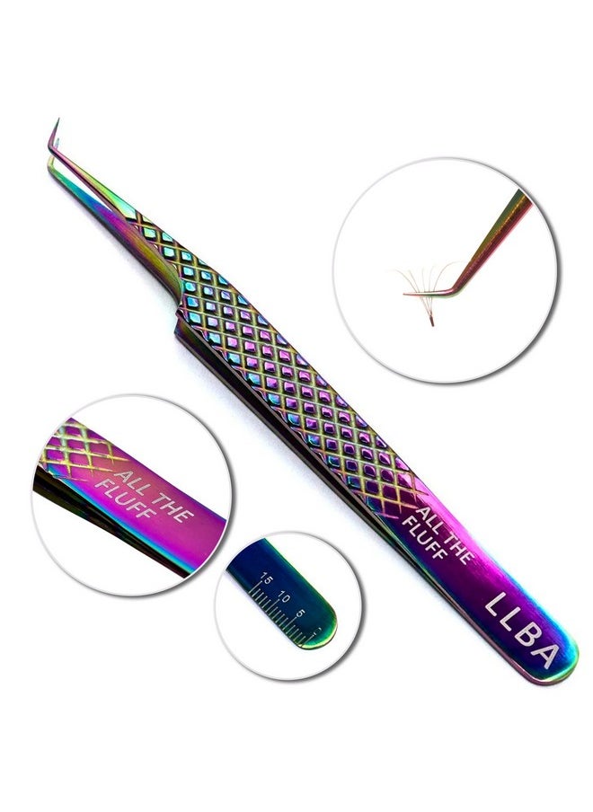 LLBA - Lash Tweezer Professional Volume False Lash Application Tool Multi Shapes & Purposes Tweezers Nonslip Grip Tweezers For Volume Isolation & Classic Lashes (Galaxy All The Fluff Volume) - Image 1