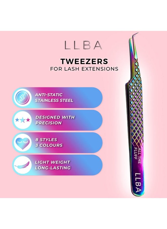 LLBA - Lash Tweezer Professional Volume False Lash Application Tool Multi Shapes & Purposes Tweezers Nonslip Grip Tweezers For Volume Isolation & Classic Lashes (Galaxy All The Fluff Volume) - Image 1