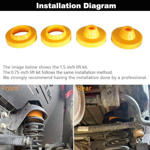 Hooke Road JL 3/4" Spacer Leveling Lift Kit Compatible with 2018-2026 Jeep Wrangler JL & Unlimited 2/4 Doors, Front & Rear Suspension Bump Stop Extensions Spacers - 4 PCS - Image 5