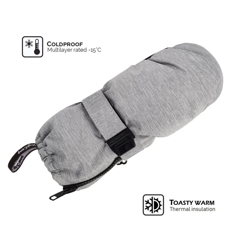 HIGHCAMP Kids Long Cuff Winter Snow Ski Mitten with Zipper Waterproof Gloves for Toddler Boys Girls-Grey,XS (1-3 Y) - Image 2