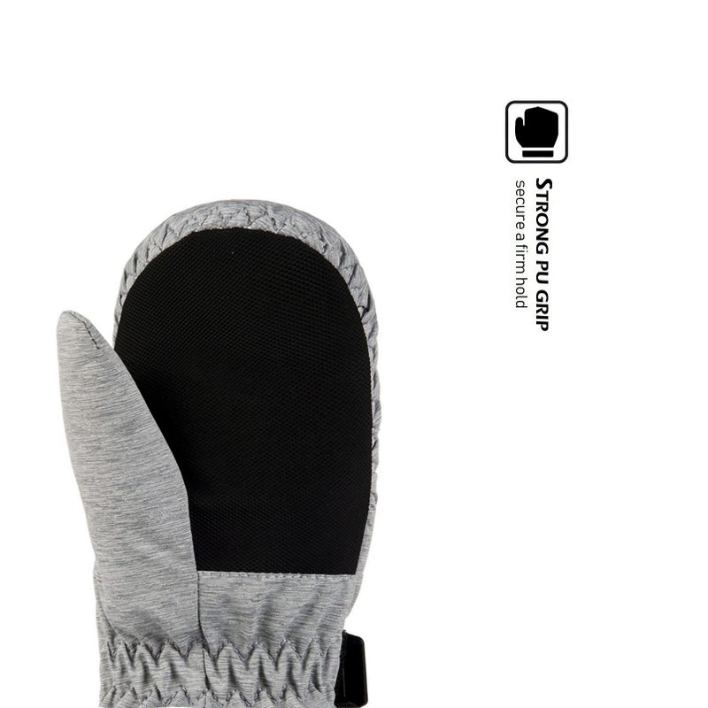 HIGHCAMP Kids Long Cuff Winter Snow Ski Mitten with Zipper Waterproof Gloves for Toddler Boys Girls-Grey,XS (1-3 Y) - Image 3