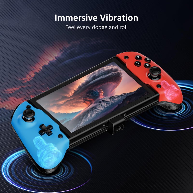 NexiGo Hall Effect Gripcon (No Drift, No Deadzone) with Hall Sensing Joystick for Nintendo Switch/Switch OLED, Ergonomic Handheld Mode, 6-Axis Gyro, Mapping Function, Classic - Image 5