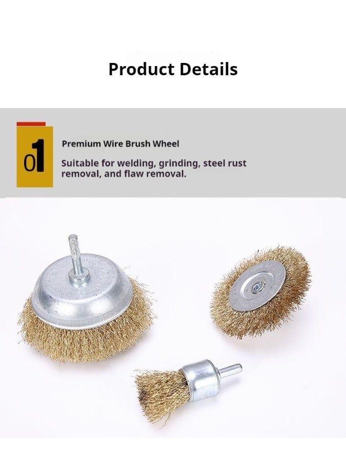 Copper-Plated Rotary Wire Brush Set (5 pcs) – Rust Removal, Polishing & Deburring – Compatible with Rotary Tools & Drills - Image 3