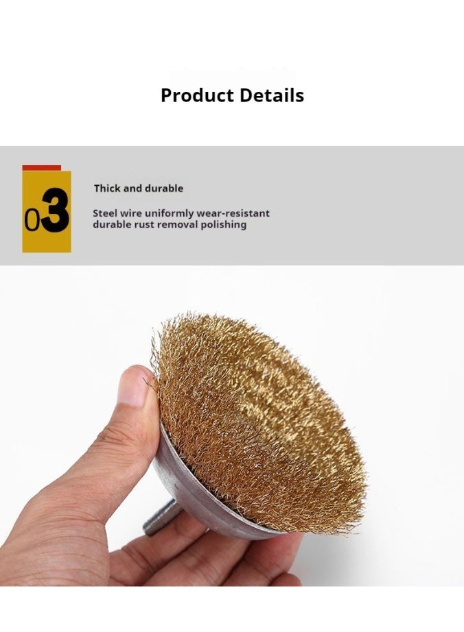 Copper-Plated Rotary Wire Brush Set (5 pcs) – Rust Removal, Polishing & Deburring – Compatible with Rotary Tools & Drills - Image 5