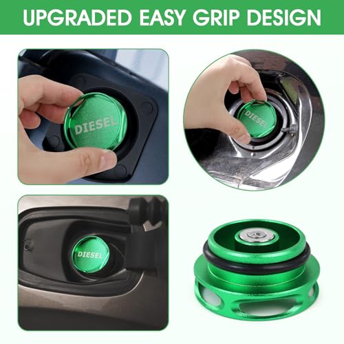 SMLBJUTE Aluminum Diesel Fuel Cap, Updated Larger Magnetic Aluminum Tank Gas Cap, GM Pick-up Truck Accessories Replacement Eco Tanks (Green) - Image 3